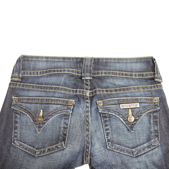 Hudson Blue Wash Boot Cut Flare Button Flap-Over Pocket Tall Jeans, Size 26 - Picture 5 of 9